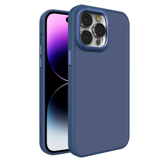 For iPhone 14 Pro All-inclusive TPU Edge Acrylic Back Phone Case(Navy Blue) - iPhone 14 Pro Cases by buy2fix | Online Shopping UK | buy2fix