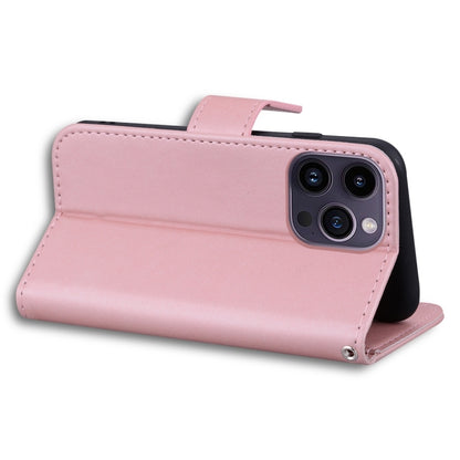 For iPhone 15 Pro Max Cartoon Buckle Horizontal Flip Leather Phone Case(Pink) - iPhone 15 Pro Max Cases by buy2fix | Online Shopping UK | buy2fix