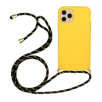 For iPhone 15 Pro Max Wheat Straw Material + TPU Phone Case with Lanyard(Yellow) - iPhone 15 Pro Max Cases by buy2fix | Online Shopping UK | buy2fix