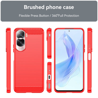 For Honor 90 Lite Brushed Texture Carbon Fiber TPU Phone Case(Red) - Honor Cases by buy2fix | Online Shopping UK | buy2fix