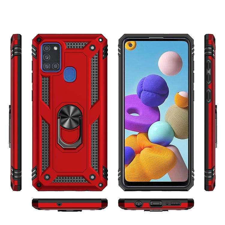 For Samsung Galaxy A21s Shockproof TPU + PC Protective Case with 360 Degree Rotating Holder(Blue) - Galaxy Phone Cases by buy2fix | Online Shopping UK | buy2fix