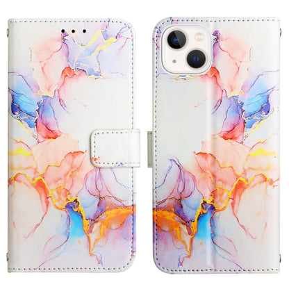 For iPhone 15 PT003 Marble Pattern Flip Leather Phone Case(Galaxy Marble White LS004) - iPhone 15 Cases by buy2fix | Online Shopping UK | buy2fix