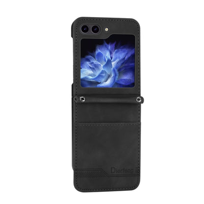 For Samsung Galaxy Z Flip5 Dierfeng Dream Line TPU + PU Leather Phone Case(Black) - Galaxy Z Flip5 Cases by buy2fix | Online Shopping UK | buy2fix