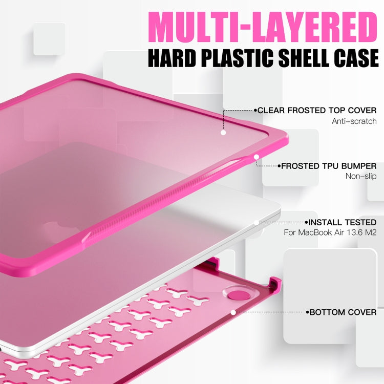 For MacBook Air 13.6 inch A2681 2022 Translucent Laptop Protective Case(Rose Red) - MacBook Air Cases by buy2fix | Online Shopping UK | buy2fix