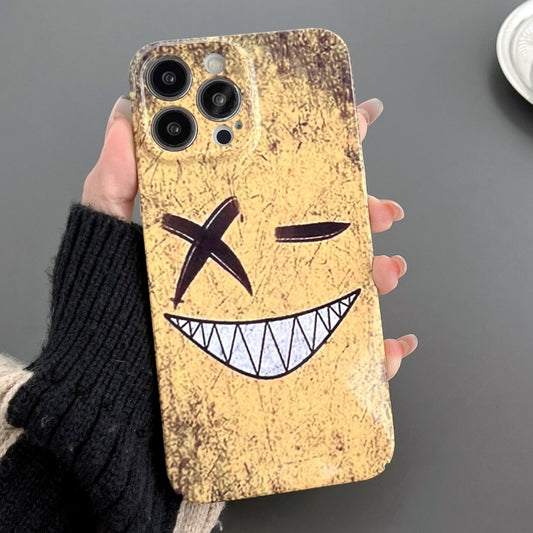 For iPhone 13 Pro Max Painted Pattern Precise Hole PC Phone Case(Yellow Background Smiling) - iPhone 13 Pro Max Cases by buy2fix | Online Shopping UK | buy2fix