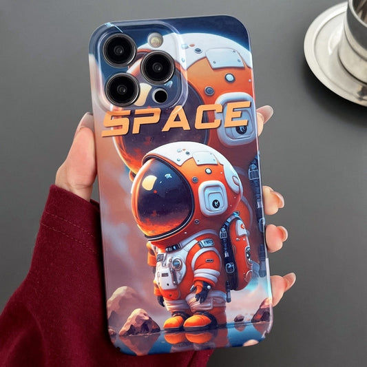 For iPhone 11 Pro Max Painted Pattern Precise Hole PC Phone Case(Orange Astronaut) - iPhone 11 Pro Max Cases by buy2fix | Online Shopping UK | buy2fix