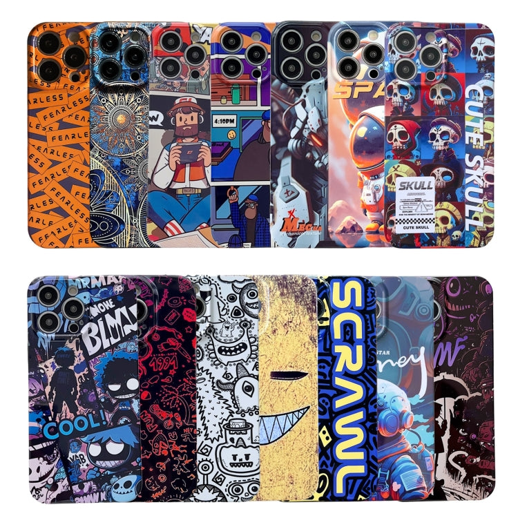 For iPhone 14 Plus Painted Pattern Precise Hole PC Phone Case(Orange White Astronaut) - iPhone 14 Plus Cases by buy2fix | Online Shopping UK | buy2fix