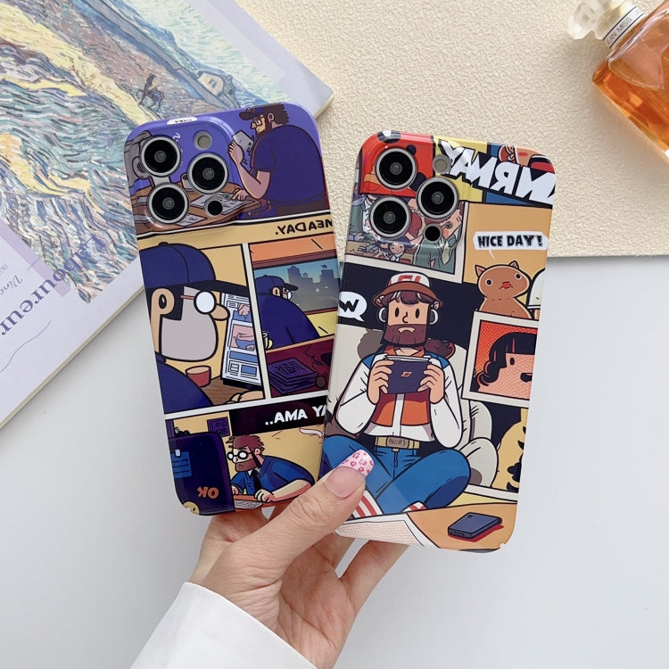 For iPhone 13 Pro Max Painted Pattern Precise Hole PC Phone Case(Orange Paint Astronaut) - iPhone 13 Pro Max Cases by buy2fix | Online Shopping UK | buy2fix