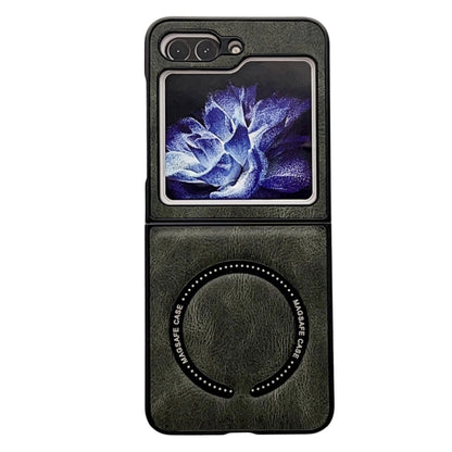 For Samsung Galaxy Z Flip5 Crazy Horse Texture Magnetic Magsafe PU Phone Case(Green) - Galaxy Z Flip5 Cases by buy2fix | Online Shopping UK | buy2fix