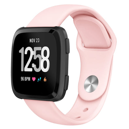 For Fitbit Versa 2 / Fitbit Versa / Fitbit Versa Lite Solid Color Silicone Watch Band, Size:S(Pink) - Smart Wear by buy2fix | Online Shopping UK | buy2fix