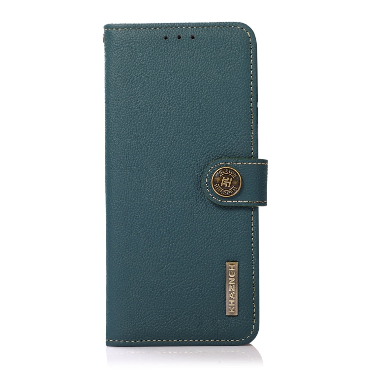For OPPO Reno10 Global / 10 Pro Global KHAZNEH Custer Texture RFID Genuine Leather Phone Case(Green) - OnePlus Cases by buy2fix | Online Shopping UK | buy2fix