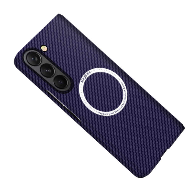 For Samsung Galaxy Z Fold5 Carbon Fiber Texture MagSafe Magnetic Phone Case(Purple) - Galaxy Z Fold5 Cases by buy2fix | Online Shopping UK | buy2fix