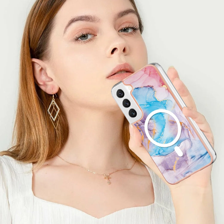 For Samsung Galaxy S22+ 5G Marble Pattern Dual-side IMD Magsafe TPU Phone Case(Blue Marble) - Galaxy S22+ 5G Cases by buy2fix | Online Shopping UK | buy2fix