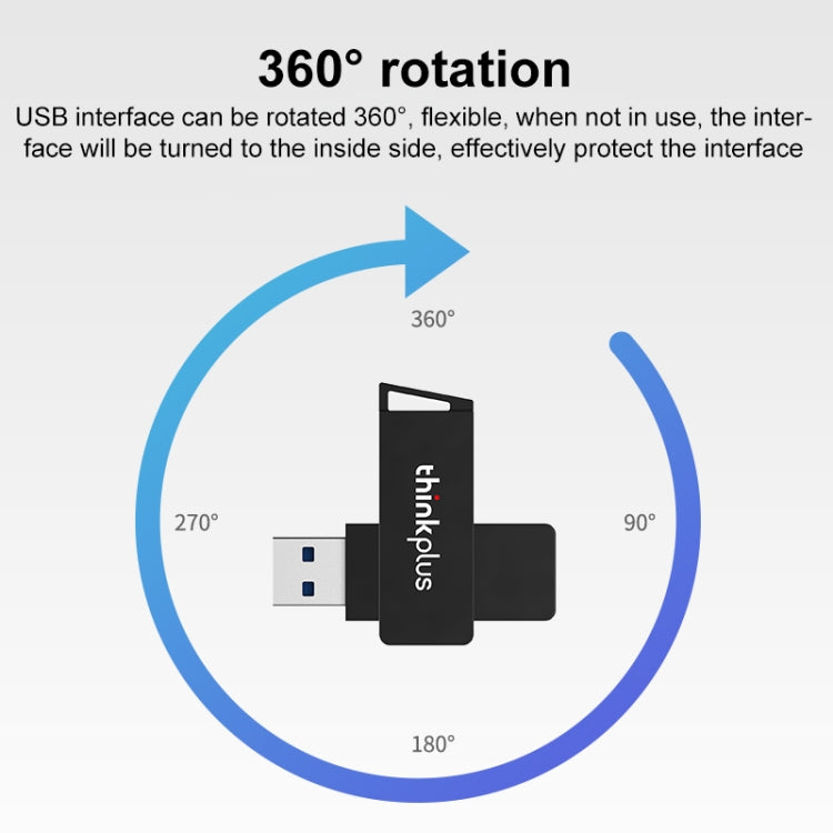 Lenovo Thinkplus USB 3.0 Rotating Flash Drive, Memory:64GB(Black) - USB Flash Drives by Lenovo | Online Shopping UK | buy2fix