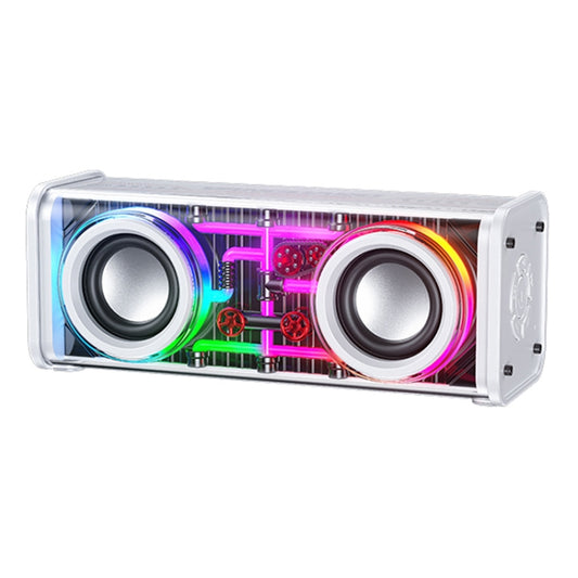 WK D45 10W Dual Speaker Transparent Mecha Bluetooth Speaker(White) - Desktop Speaker by WK | Online Shopping UK | buy2fix