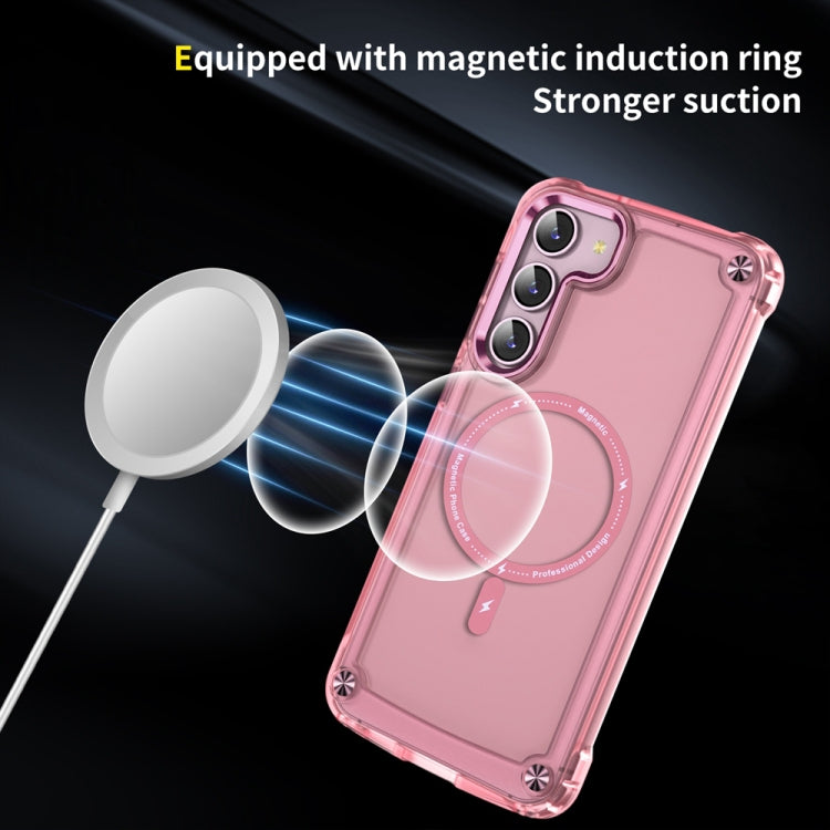 For Samsung Galaxy S22 5G Skin Feel TPU + PC MagSafe Magnetic Phone Case(Transparent Pink) - Galaxy S22 5G Cases by buy2fix | Online Shopping UK | buy2fix