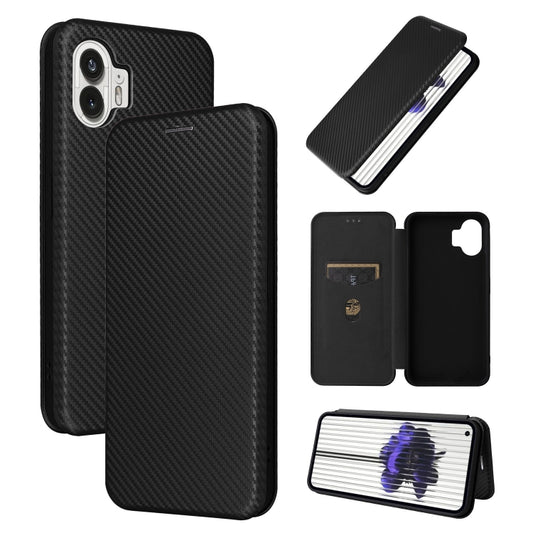 For Nothing Phone 2 Carbon Fiber Texture Flip Leather Phone Case(Black) - More Brand by buy2fix | Online Shopping UK | buy2fix