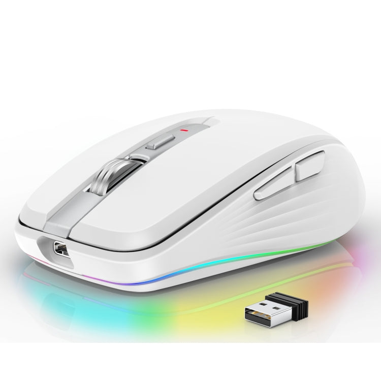 HXSJ M303 2400DPI Dual Mode 2.4GHz + Bluetooth 5.1 Wireless Mouse(White) - Wireless Mice by HXSJ | Online Shopping UK | buy2fix