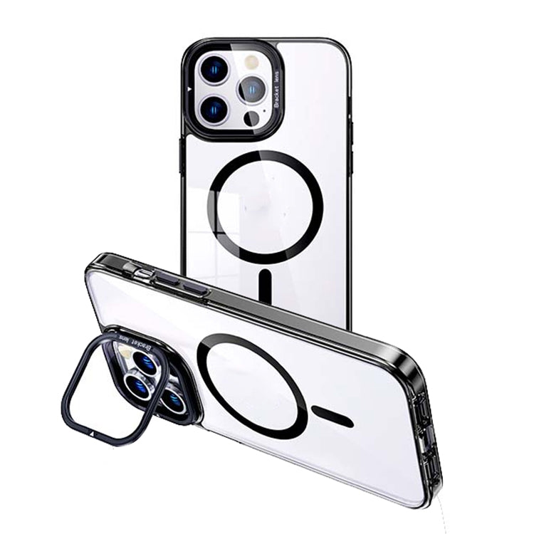 For iPhone 15 Pro MagSafe Magnetic Invisible Holder Transparent Phone Case(Black) - iPhone 15 Pro Cases by buy2fix | Online Shopping UK | buy2fix