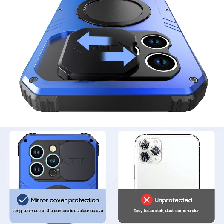 For iPhone 15 Pro Max Camera Shield MagSafe Holder Life Waterproof Phone Case(Blue) - iPhone 15 Pro Max Cases by buy2fix | Online Shopping UK | buy2fix