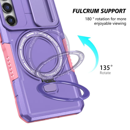 For Samsung Galaxy S23+ 5G Sliding Camshield Magsafe Holder TPU Hybrid PC Phone Case(Pink Purple) - Galaxy S23+ 5G Cases by buy2fix | Online Shopping UK | buy2fix