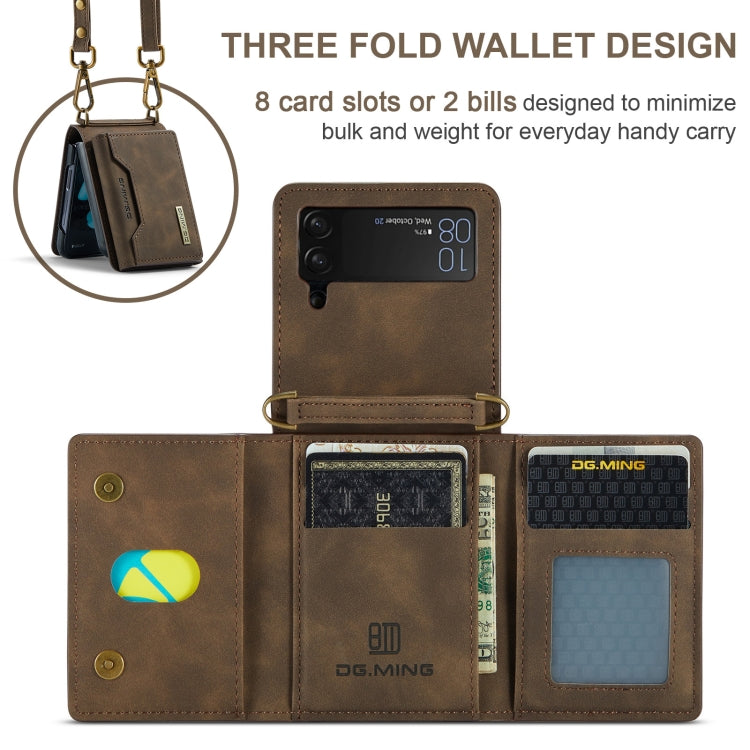 For Samsung Galaxy Z Flip4 5G DG.MING M2 Series Card Bag Magnetic Leather Phone Case(Coffee) - Galaxy Z Flip4 5G Cases by DG.MING | Online Shopping UK | buy2fix