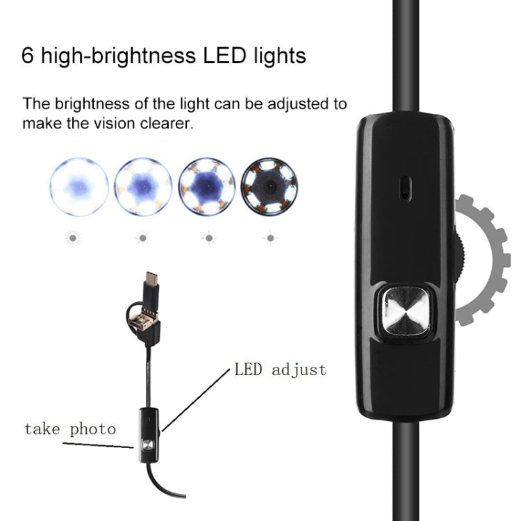 AN100 3 in 1 IP67 Waterproof USB-C / Type-C + Micro USB + USB HD Endoscope Snake Tube Inspection Camera for Parts of OTG Function Android Mobile Phone, with 6 LEDs, Lens Diameter:8mm(Length: 3.5m) - Consumer Electronics by buy2fix | Online Shopping UK | buy2fix