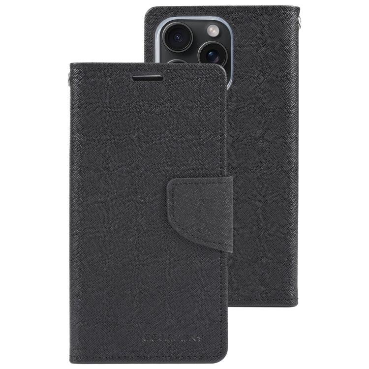 For iPhone 15 Pro Max GOOSPERY FANCY DIARY Cross Texture Leather Phone Case(Black) - iPhone 15 Pro Max Cases by GOOSPERY | Online Shopping UK | buy2fix