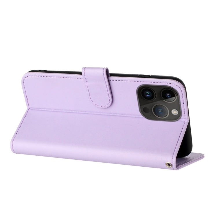 For iPhone 15 Pro Max Datura Flower Embossed Flip Leather Phone Case(Purple) - iPhone 15 Pro Max Cases by buy2fix | Online Shopping UK | buy2fix