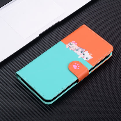 For iPhone 15 Pro Max Cute Pet Series Color Block Buckle Leather Phone Case(Sky Blue) - iPhone 15 Pro Max Cases by buy2fix | Online Shopping UK | buy2fix