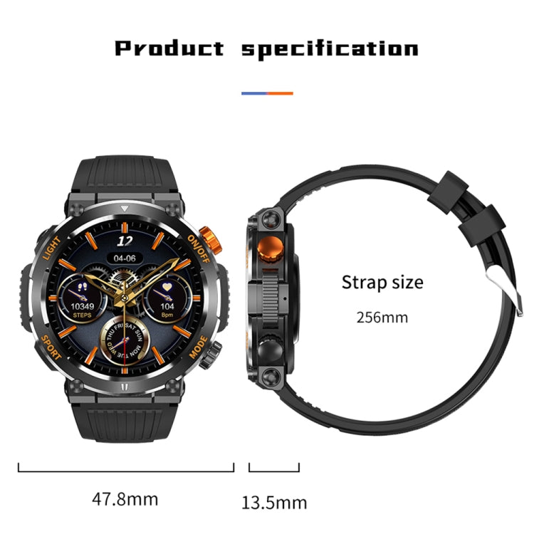 HT17 1.46 inch Round Screen Bluetooth Smart Watch, Support Health Monitoring & 100+ Sports Modes(Orange) - Smart Watches by buy2fix | Online Shopping UK | buy2fix