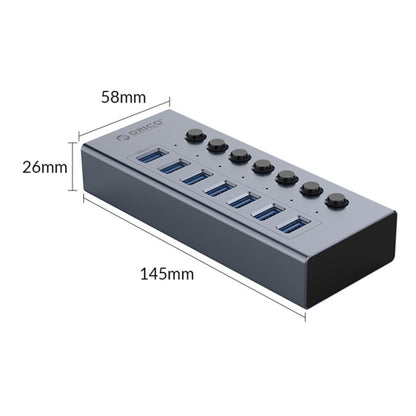 ORICO BT2U3-7AB-GY-BP 7 Ports USB 3.0 HUB with Individual Switches(US Plug) - USB 3.0 HUB by ORICO | Online Shopping UK | buy2fix