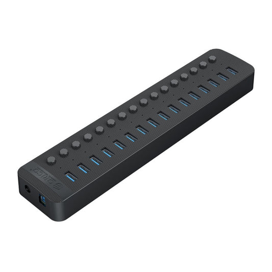 ORICO CT2U3-16AB Plastic Stripes 16 Ports USB 3.0 HUB with Individual Switches, Plug:AU Plug(Black) - USB 3.0 HUB by ORICO | Online Shopping UK | buy2fix