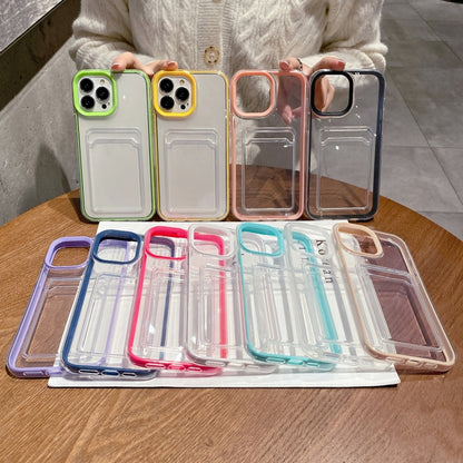 For iPhone 15 Pro Max 360 Clear PC Hybrid  TPU Phone Case with Card Slot(Purple) - iPhone 15 Pro Max Cases by buy2fix | Online Shopping UK | buy2fix