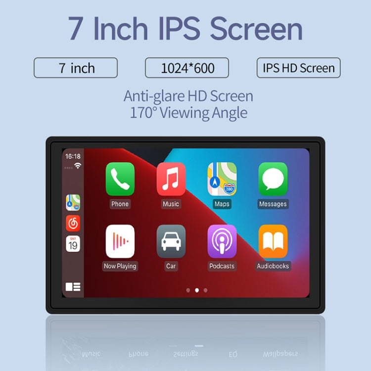 X70-1 Car 7 inch IPS Portable Smart Screen Wireless Screen Projection Carplay Android Auto, with Reversing Camera(Black) - Car Monitor by buy2fix | Online Shopping UK | buy2fix