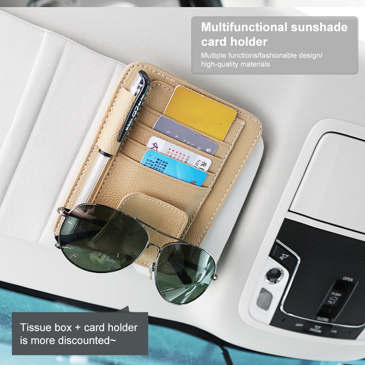 Car Litchi Texture Hanging Tissue Box Sun Visor Card Storage Clip(Brown) - Sunglasses & Glasses Clips by buy2fix | Online Shopping UK | buy2fix