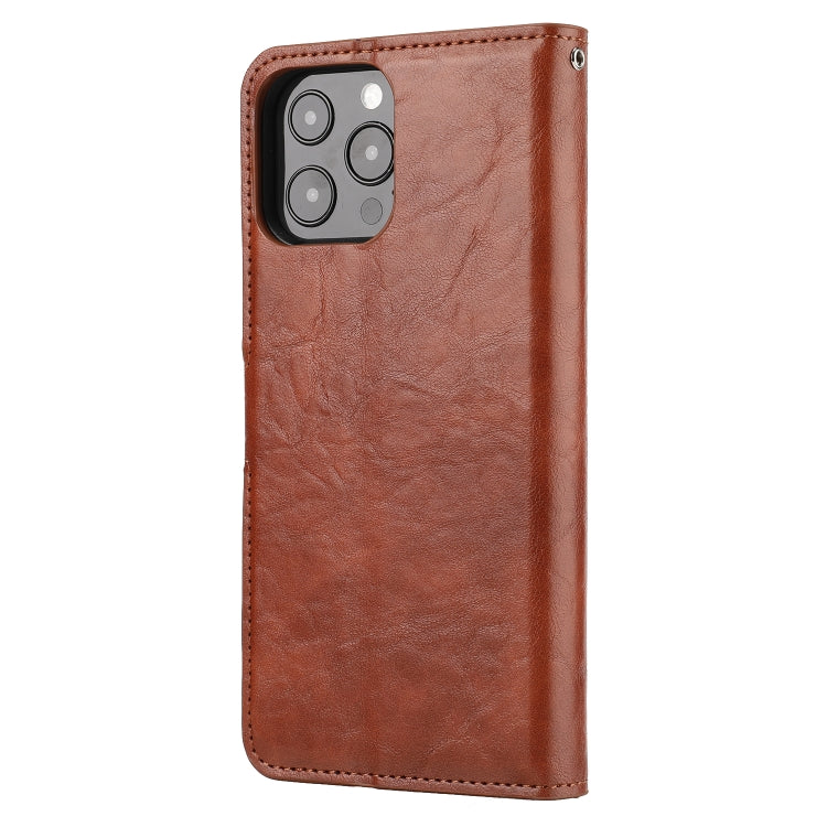 For iPhone 15 Pro Max Crazy Horse Texture Detachable Horizontal Flip PU Case(Brown) - iPhone 15 Pro Max Cases by buy2fix | Online Shopping UK | buy2fix