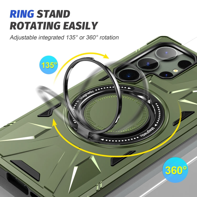 For Samsung Galaxy S24 Ultra 5G MagSafe Magnetic Shockproof Phone Case with Ring Holder(Dark Green) - Galaxy S24 Ultra 5G Cases by buy2fix | Online Shopping UK | buy2fix