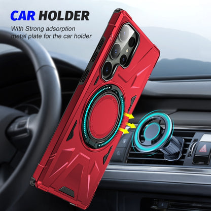 For Samsung Galaxy S24+ 5G MagSafe Magnetic Shockproof Phone Case with Ring Holder(Red) - Galaxy S24+ 5G Cases by buy2fix | Online Shopping UK | buy2fix