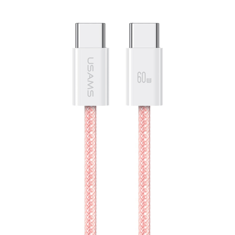 USAMS US-SJ656 U86 PD60W USB-C/Type-C to USB-C/Type-C Rainbow Braided Fast Charging Data Cable, Length: 1.2m(Pink) - USB-C & Type-C Cable by USAMS | Online Shopping UK | buy2fix