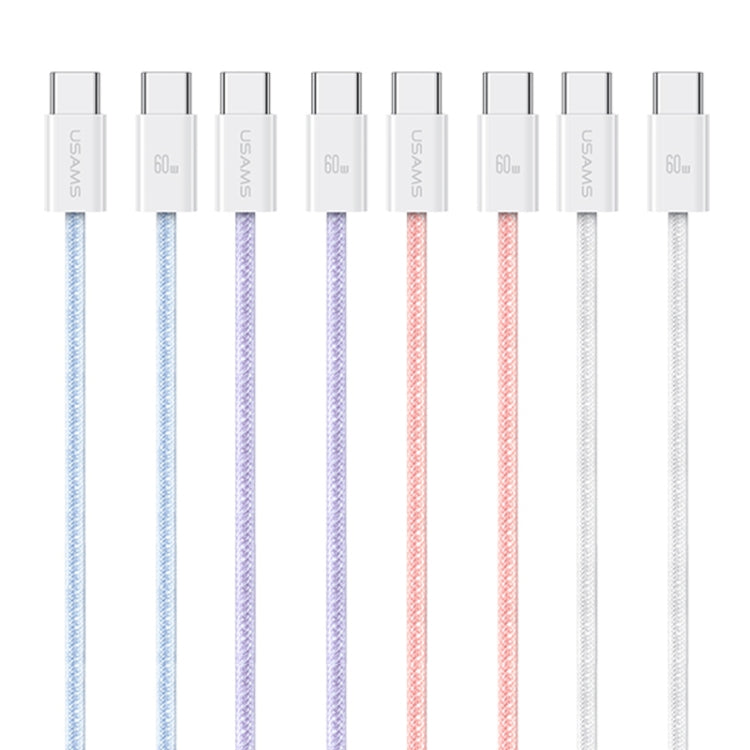 USAMS US-SJ656 U86 PD60W USB-C/Type-C to USB-C/Type-C Rainbow Braided Fast Charging Data Cable, Length: 1.2m(Pink) - USB-C & Type-C Cable by USAMS | Online Shopping UK | buy2fix