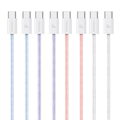 USAMS US-SJ656 U86 PD60W USB-C/Type-C to USB-C/Type-C Rainbow Braided Fast Charging Data Cable, Length: 1.2m(Pink) - USB-C & Type-C Cable by USAMS | Online Shopping UK | buy2fix