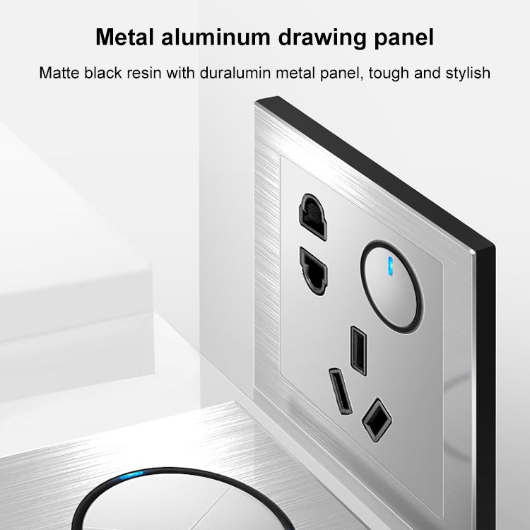 86mm Gray Aluminum Wire Drawing LED Switch Panel, Style:Triple Open Dual Control - Consumer Electronics by buy2fix | Online Shopping UK | buy2fix