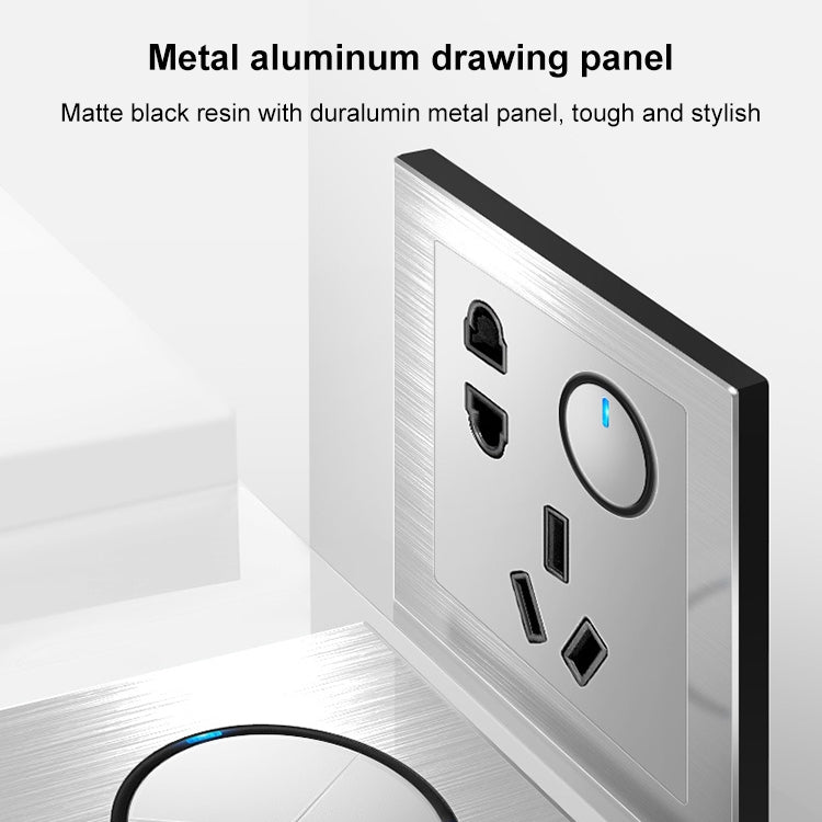 86mm Gray Aluminum Wire Drawing LED Switch Panel, Style:TV Socket - Consumer Electronics by buy2fix | Online Shopping UK | buy2fix