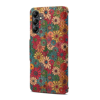 For Samsung Galaxy S23 FE Denior Flower Language Series Cork Fabric Oil Edge Leather Phone Case(Spring) - Galaxy S23 FE 5G Cases by Denior | Online Shopping UK | buy2fix