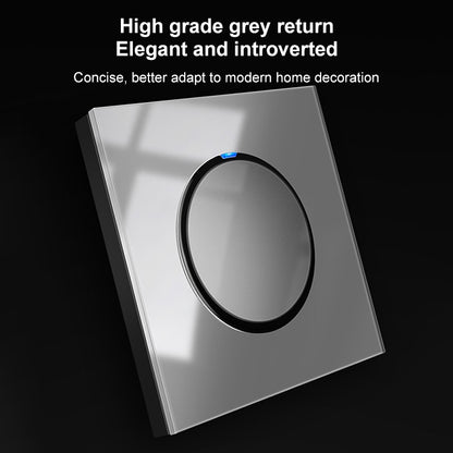 86mm Round LED Tempered Glass Switch Panel, Gray Round Glass, Style:One Open Dual Control - Consumer Electronics by buy2fix | Online Shopping UK | buy2fix