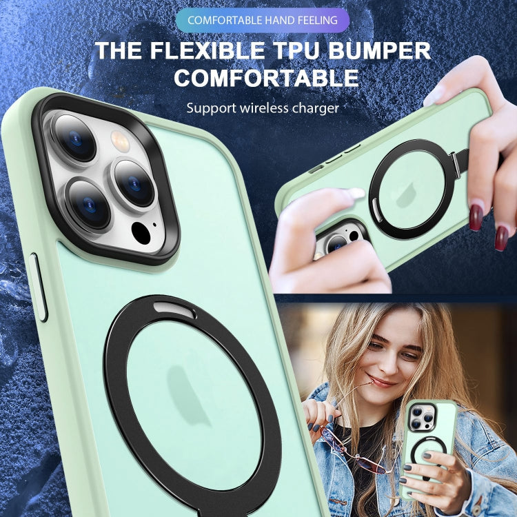 For iPhone 15 Plus MagSafe Holder Skin-feel PC Hybrid TPU Phone Case(Matcha Green) - iPhone 15 Plus Cases by buy2fix | Online Shopping UK | buy2fix