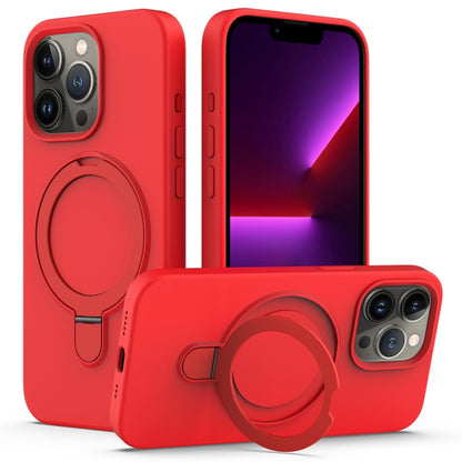 For iPhone 15 Pro MagSafe Magnetic Liquid Silicone Phone Case with Ring Holder(Red) - iPhone 15 Pro Cases by buy2fix | Online Shopping UK | buy2fix