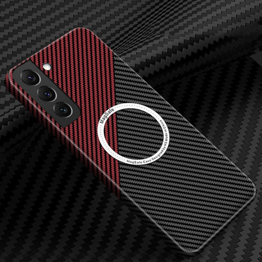 For Samsung Galaxy S24 5G Carbon Fiber Texture MagSafe Magnetic Phone Case(Black Red) - Galaxy S24 5G Cases by buy2fix | Online Shopping UK | buy2fix