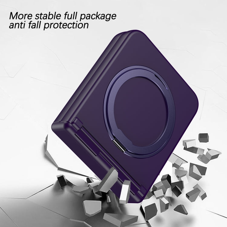 For Samsung Galaxy Z Flip5 5G 360 Degree Stand MagSafe Magnetic All-inclusive Phone Case(Dark Purple) - Galaxy Z Flip5 Cases by buy2fix | Online Shopping UK | buy2fix